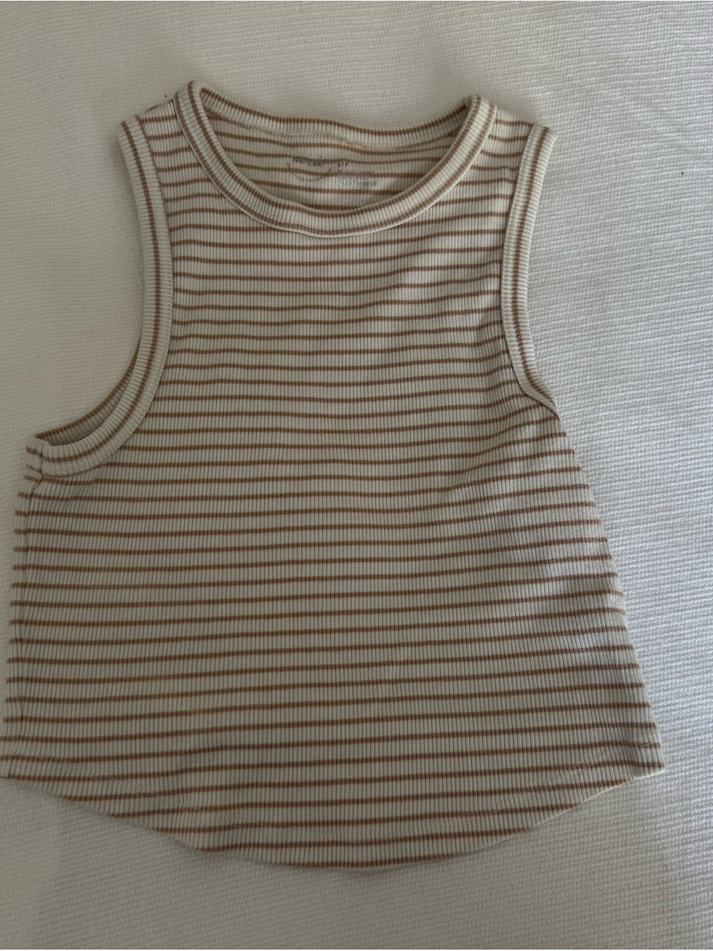 aerie Ribbed Tank Top in Cream & Tan Stripes
